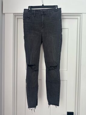 Madewell Washed Black Skinny Jeans with Knee Rips